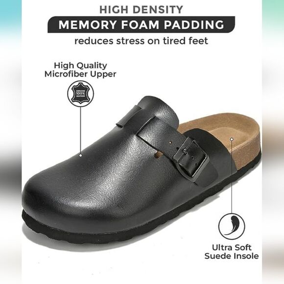 BRAND NEW CUSHIONAIRE HAZE LEATHER  CLOGS MULES SLIPPERS SANDALS G1 - Picture 6 of 16